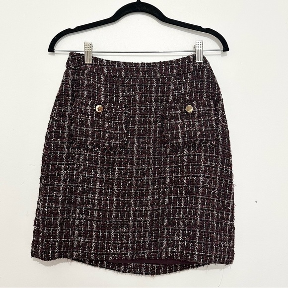 Ann Taylor LOFT Boucle Pocket Shift Skirt Size 0 Classic Plum - Picture 3 of 6
